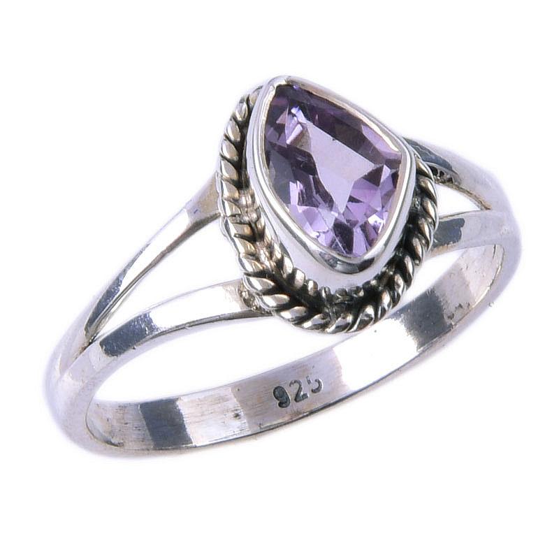 Natural Amethyst Gemstone Handmade 925 Solid Sterling Silver Ring Size 7 Y4E63
