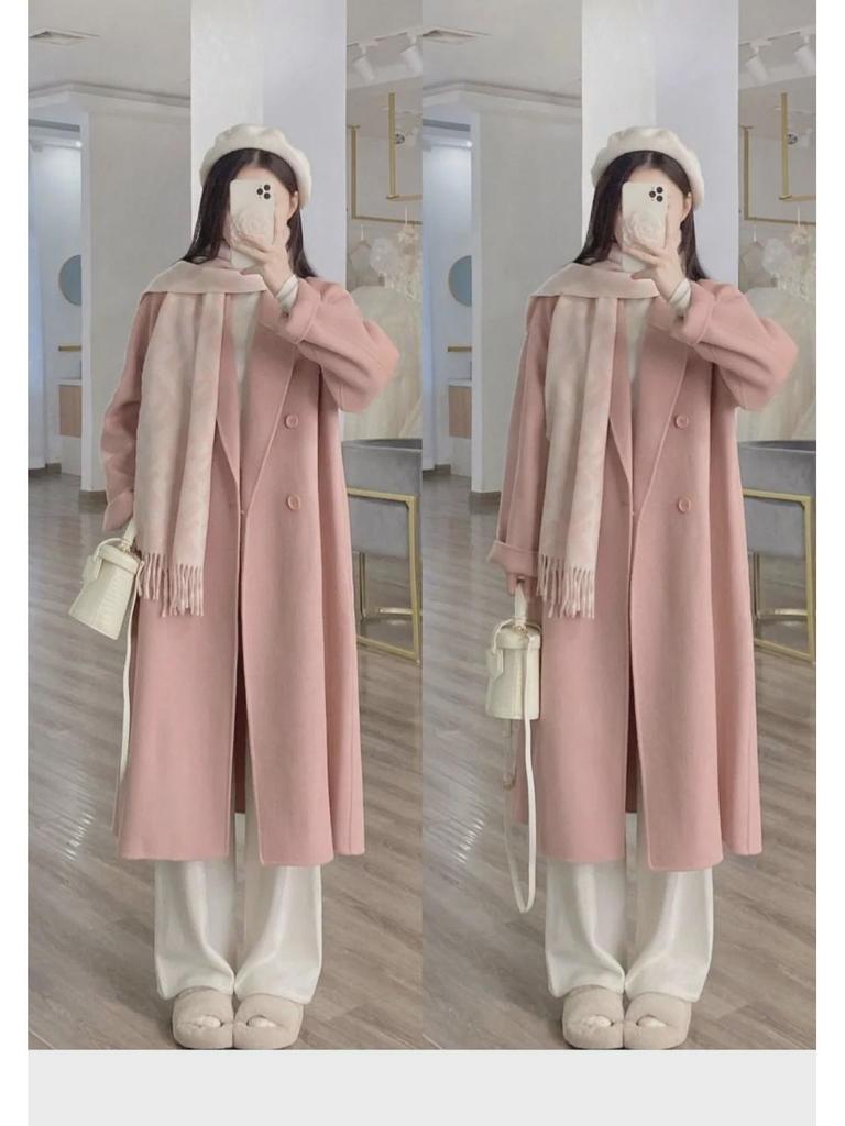 Petite Woolen Coat for Women - 2025 Autumn/Winter, Hepburn & Korean Style (350g)