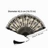 4pcs Plastic Frame Hand Fan Black Rose Lace Fan  Summer Outfit Stage Performance