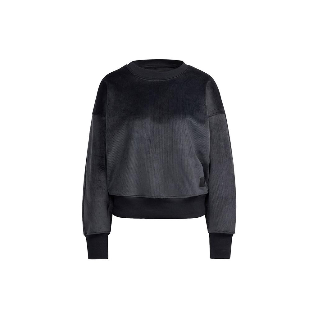 Adidas Corduroy Textured Sports Pullover Sweater Women Tops Black H31102