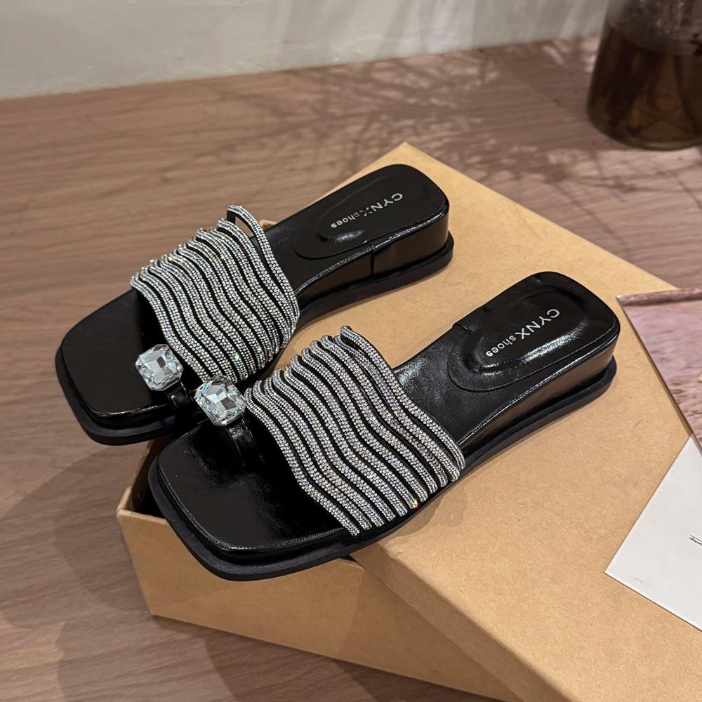 Slippers Women Summer Slides Fashion Shoes Rubber Flip Flops Heeled Mules Pantofle Luxury Soft Hawaiian High Glitter 2025