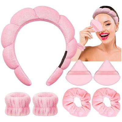 7 Piece Set Elastic Towel Cloth Hairband High Quality Customized Hair Padded Headbands Women Spa Makeup Soft Sponge Headband