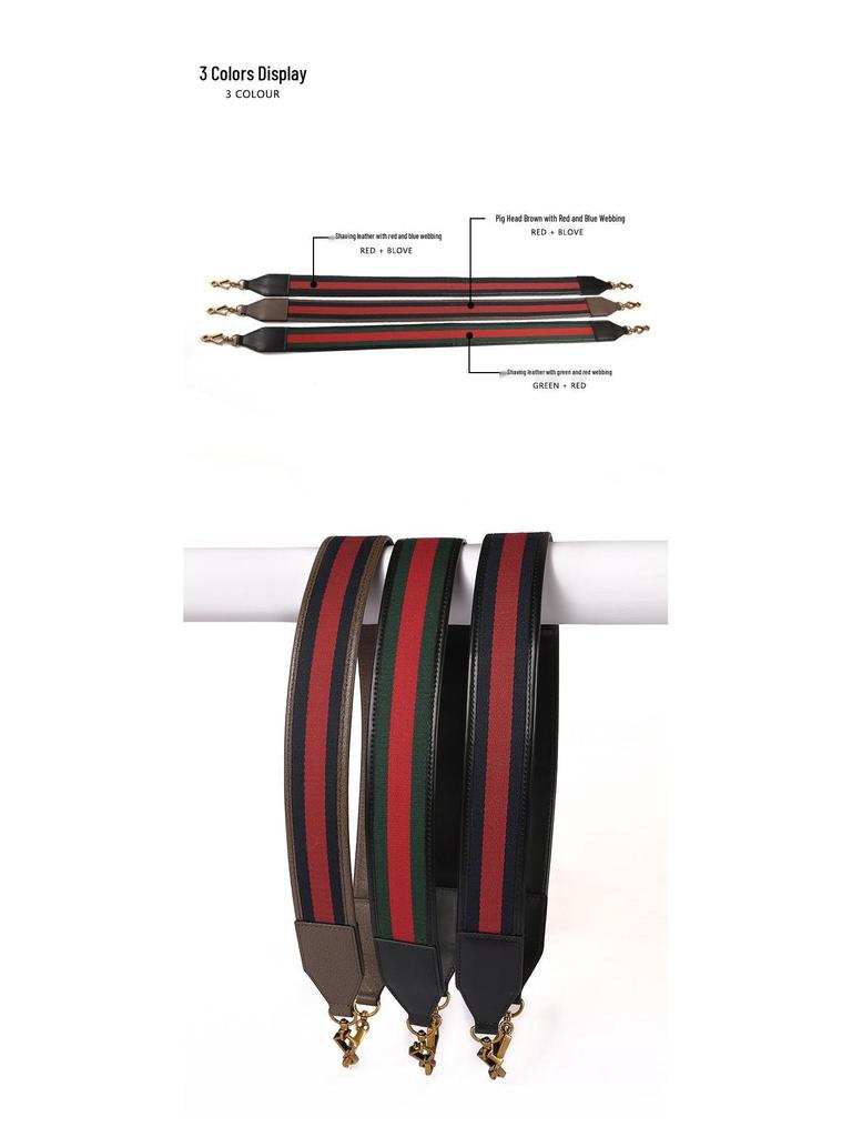 Mahuangshi Green & Red Wide Shoulder Cowhide Crossbody Strap