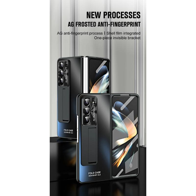 Mattierte Kunststoffhülle Slim Stifthalter Ständer Schutzfolienabdeckung für Samsung Galaxy Fold 6 5 4 3 Ständerhülle mit Halter
