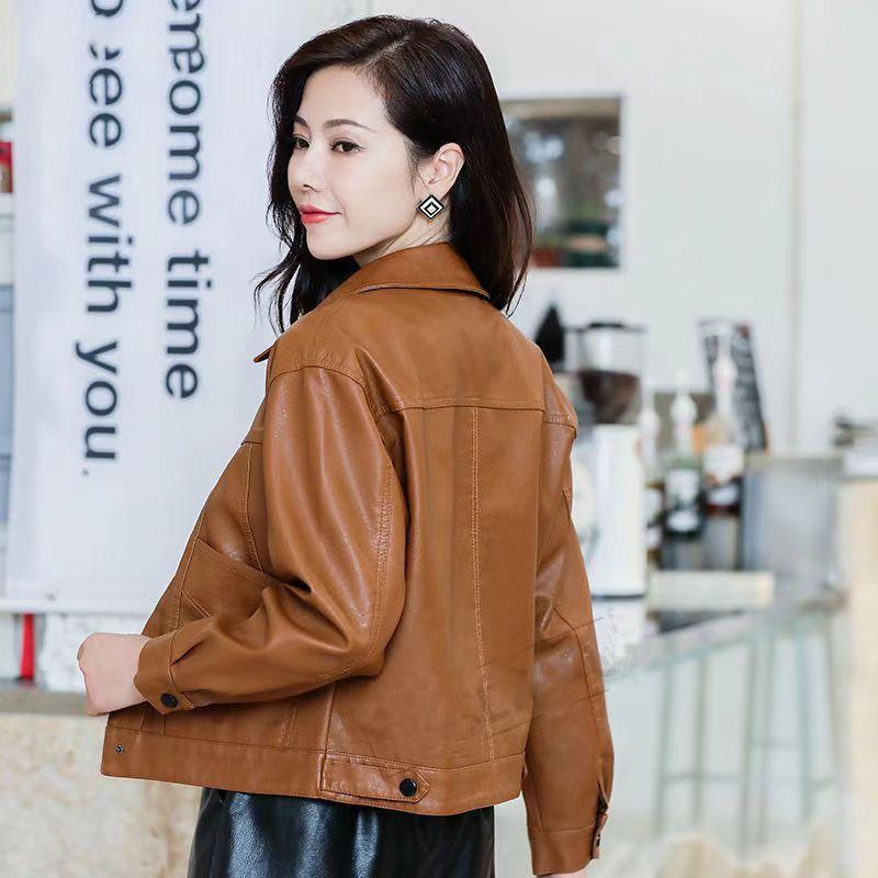 Women's Short Fall Leather Jacket: A Simple, Minimalist Biker-Style Jacket