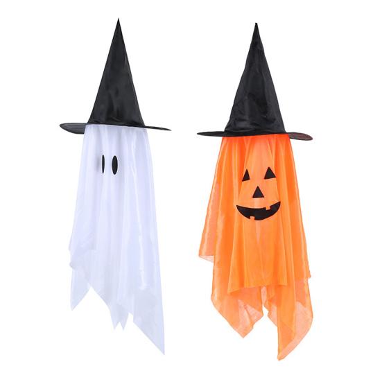 Halloween Hanging Decoration Outdoor Hanging Pumpkin Ghost with Witch Hat for Outside Yard Porch Lawn Tree Decor