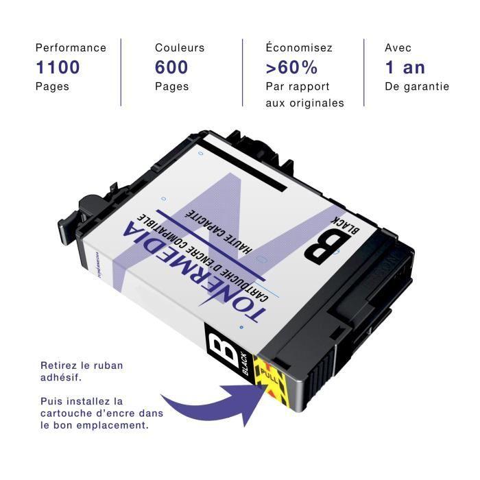 Cartouches d'encre - TONERMEDIA - Epson 502XL - 8 pièces - Multi-couleurs - Compatible Epson