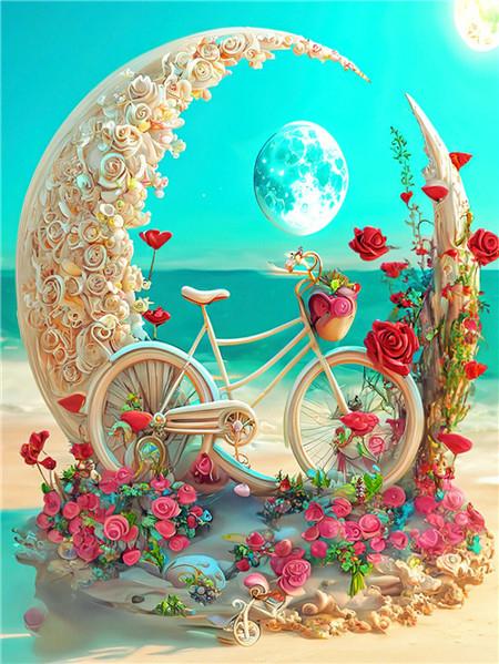 DIY Diamond Mosaic Bicycle Cross Stitch Diamond Painting Flower Love Embroidery Seaside Scenery New Arrival Handicraft