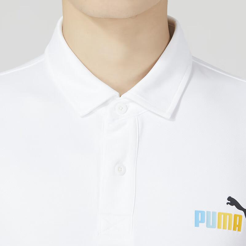 Puma Solid Color Logo Print Breathable Casual Polo Shirt Men Tops White 678011-02