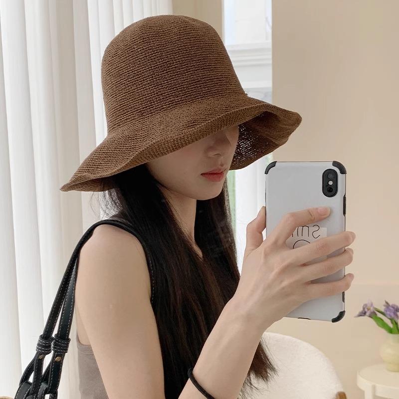 Women's Japanese Handmade Woven Straw Sun Hat - Spring/Summer Thin, Breathable Beach & Travel Bucket Hat