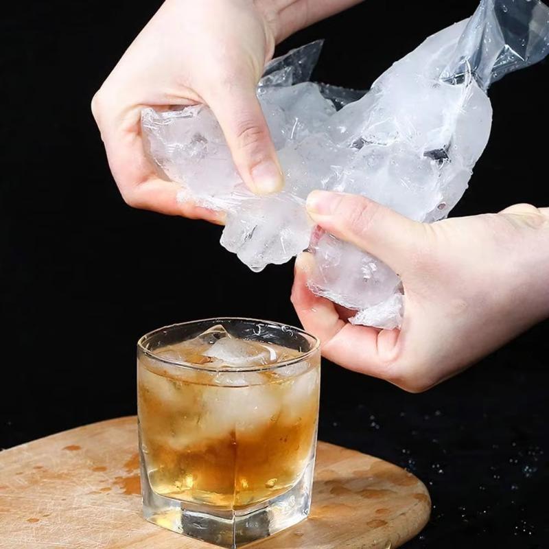 Disposable Ice-Making Bags - Self-Sealing Lattice Ice Cube Mold for Summer DIY Drinks, Edible Frozen Ice Tray Bag for Bar