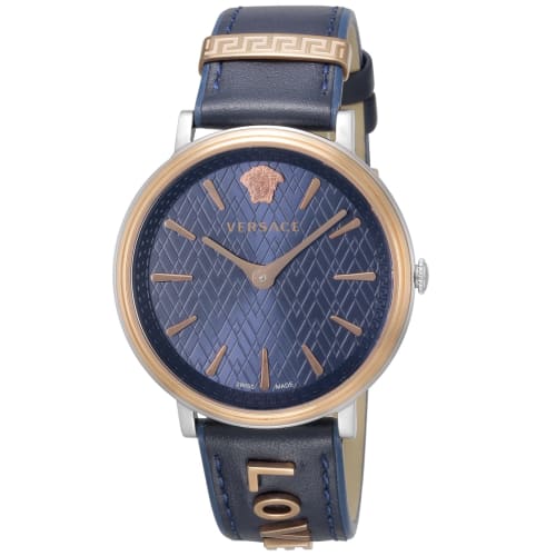 Versace V-CIRCLE Women's Watch, Blue Dial, Stainless Steel, Sapphire Crystal, Quartz Movement, 38mm, Swiss Made, VBP090017