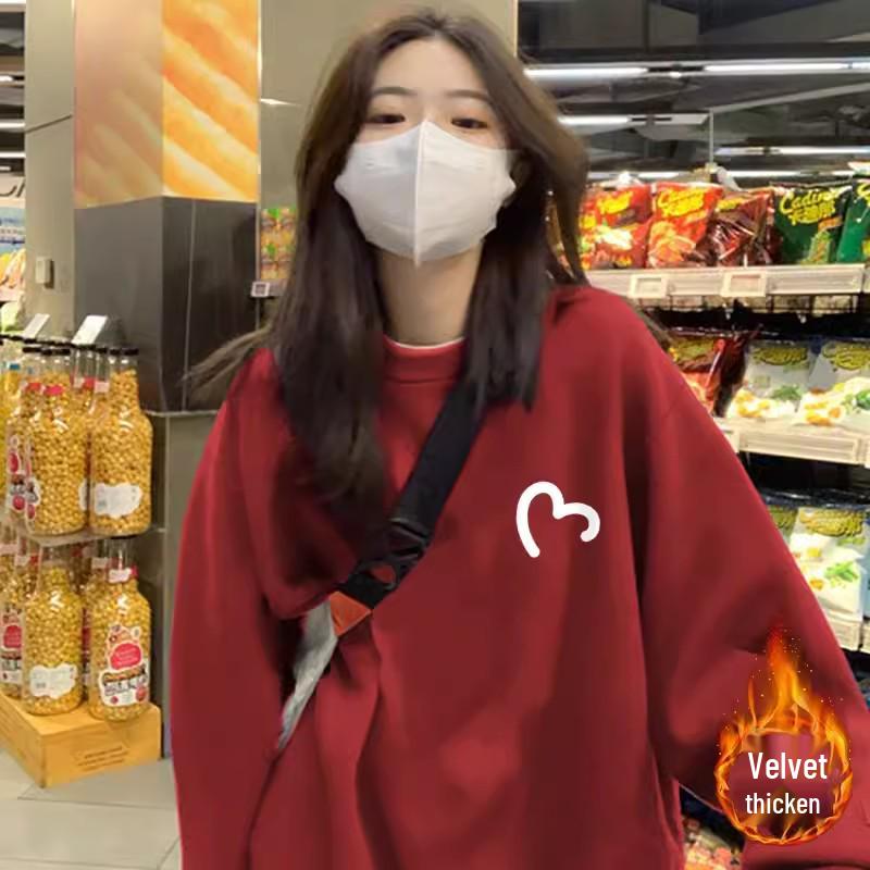 Women's Dark Green Round Neck Pullover Sweatshirt - 2024 Autumn Korean Style, Long Sleeve, Casual Design.