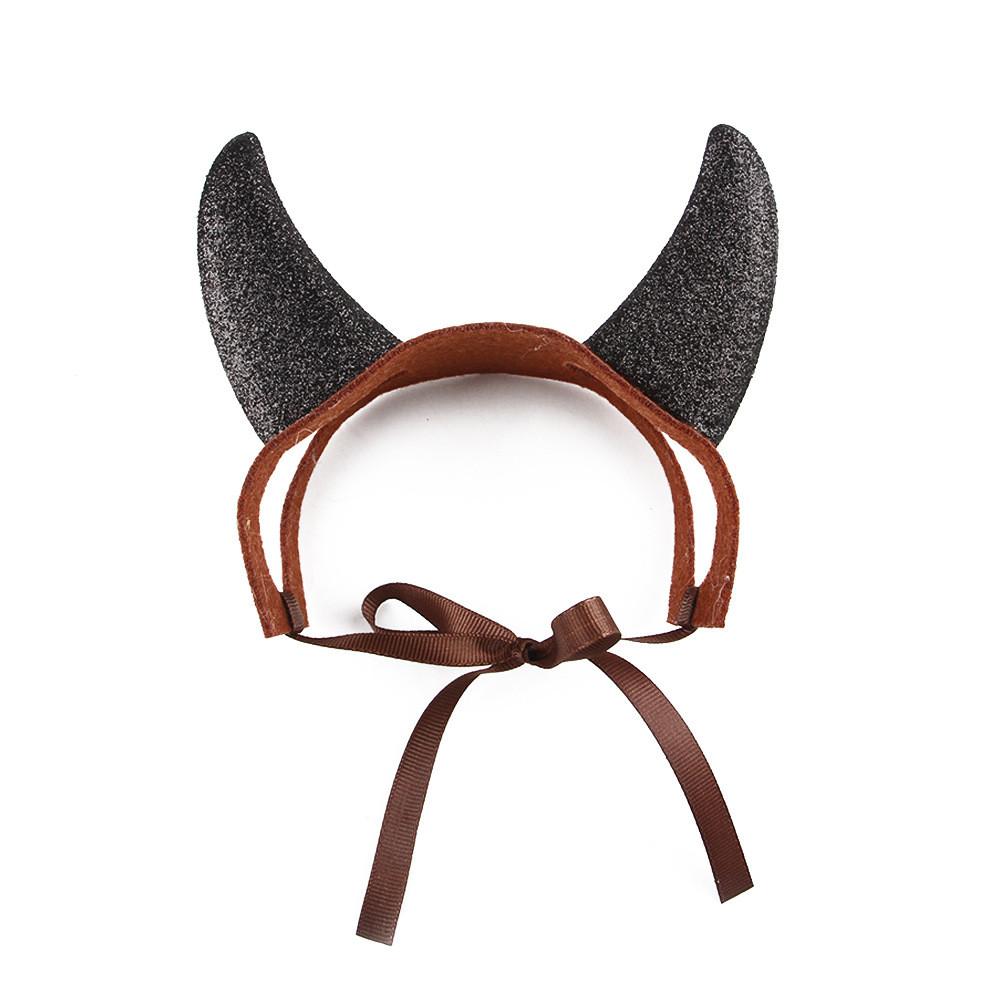 Entzückliches schwarzes und rotes Filz-Teufelshörner-Haarband für Haustiere, perfekt für Halloween-Partys