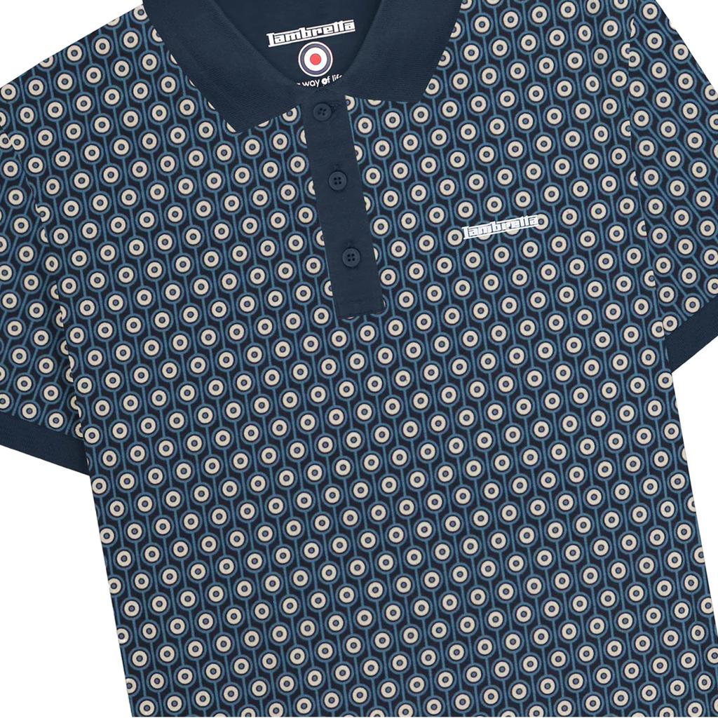 LAMBRETTA Mens Roundel Geometric Big & Tall Polo Shirt
