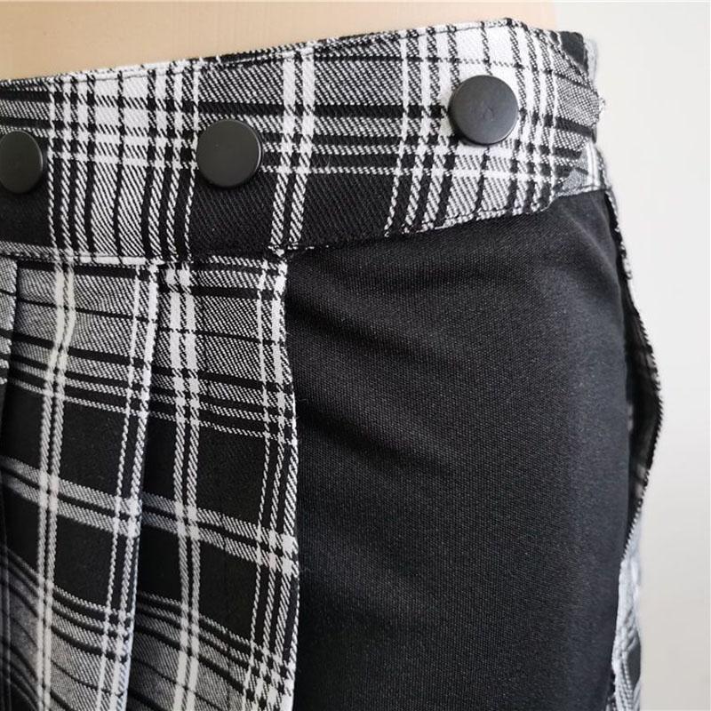 Saia gótica plissada punk mini saia estilo preto perna gravata meia saia saia irregular calças