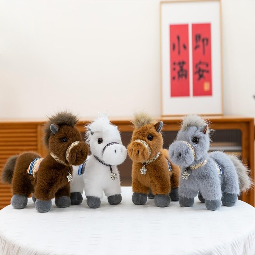 Miniature Pony Plush Toy 23cm Stuffed Horse Adorable Pony Doll Zodiac Year of the Horse Gift