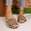 Fashion 2025 NEW Women Slippers Bright Diamond Flat Bottom Cane Crystal Sandals Beach Slides Shoes