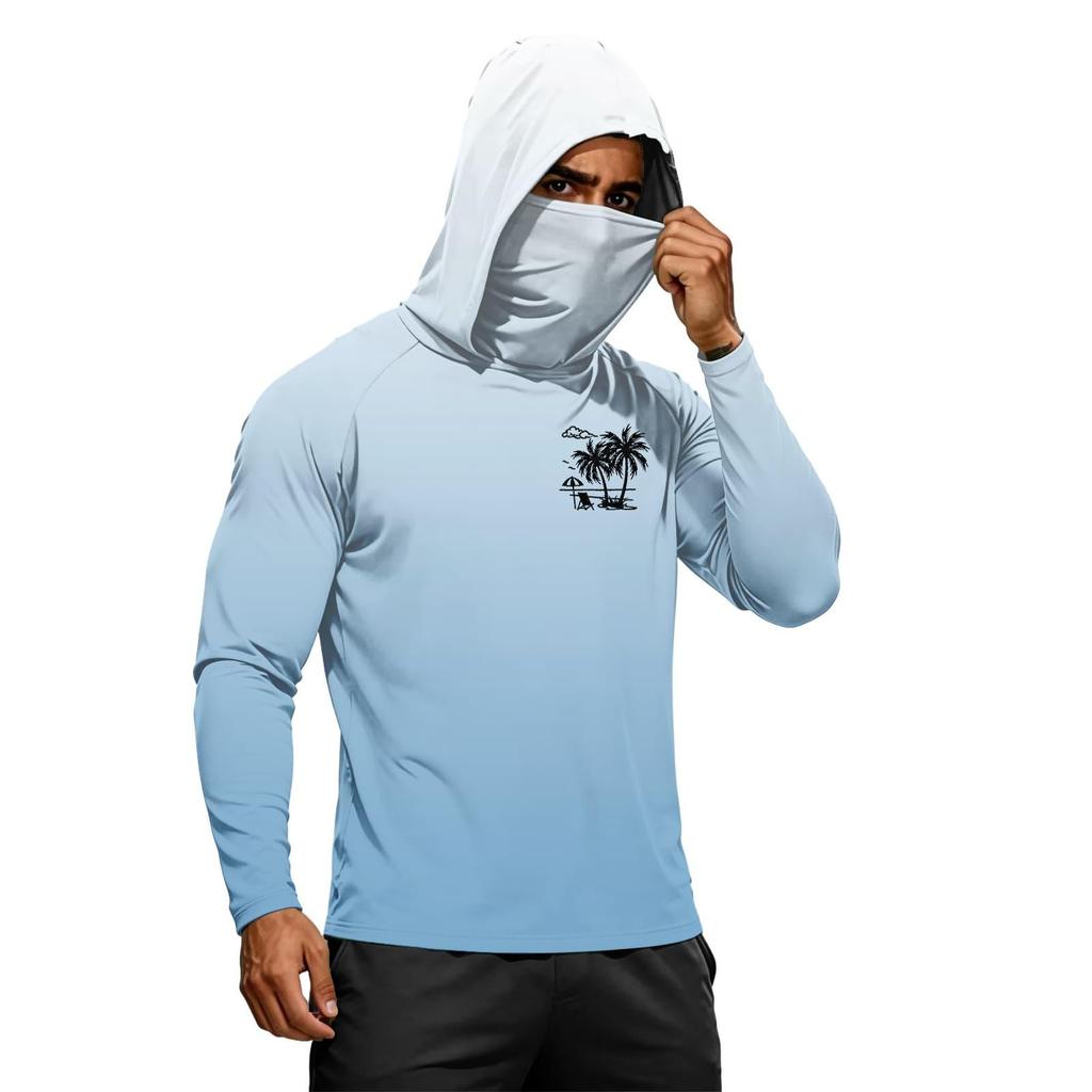 Camiseta de Manga Larga de Verano para Hombre de Secado Rápido con Capucha Protección Solar UPF50+ Ligera Transpirable para Fitness Deportes al Aire Libre