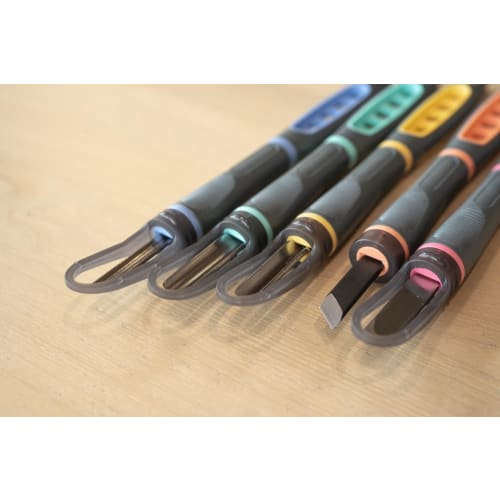 Yoshiharu Cutlery Yoshiharu Carving Chisels with Safety Guard, Steel Blades, Rubber Grips, 5-Piece Set GX-NEO