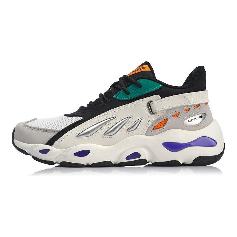 Li Ning Butterfly Cushioning Slip Resistant Abrasion Resistant Low top Chunky Sneakers Gray Black AGCN225-5
