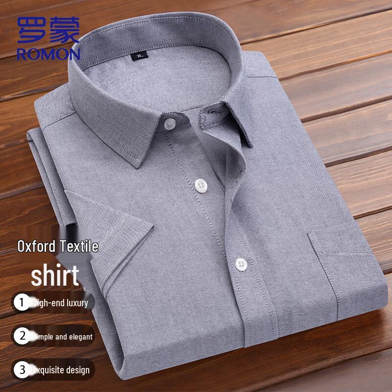 ROMON Men s Summer Oxford Short Sleeve Shirt 4XL