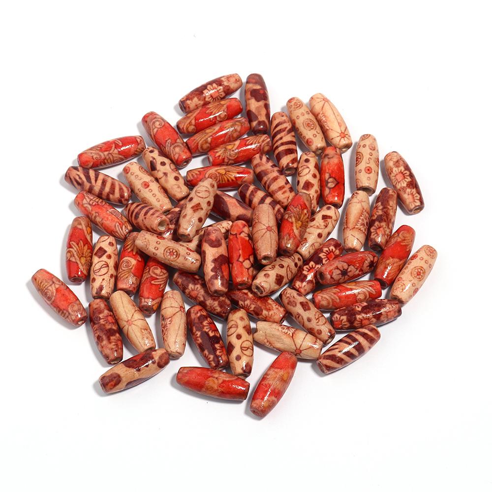 100pcs Natural Barrel Shape Wooden Beads Mixed Color Oval Loose Wood Beads For Jewelry Making DIY Bracelets Necklace Accessories