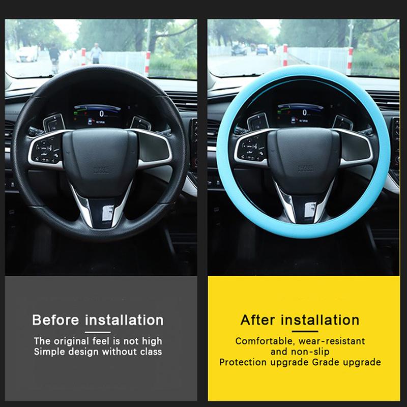 Auto-Lenkradbezug, universeller Silikon-Lenkradbezug, elastischer Handschuhbezug, Textur, weich, mehrfarbig, Auto-Dekoration, DIY-Zubehör