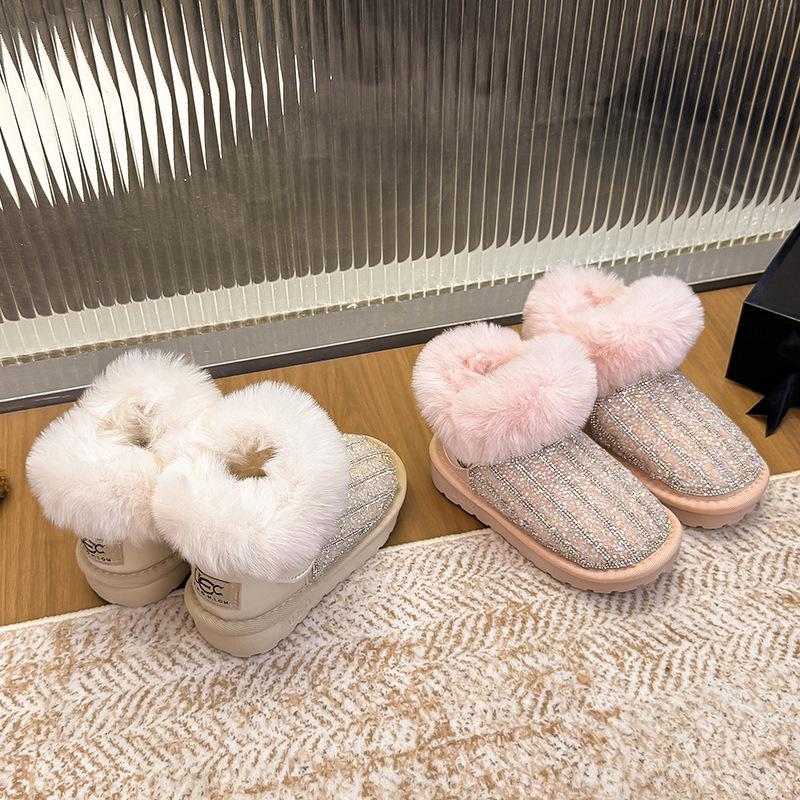 Snow boots female treasure 2025 winter new velvet thickened warm baby girl winter shoes princess non-slip soft sole girl