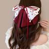 Cherry Printed Bow Beads Hair Clip Retro Elegant Shark Clip Women Hair Accessory