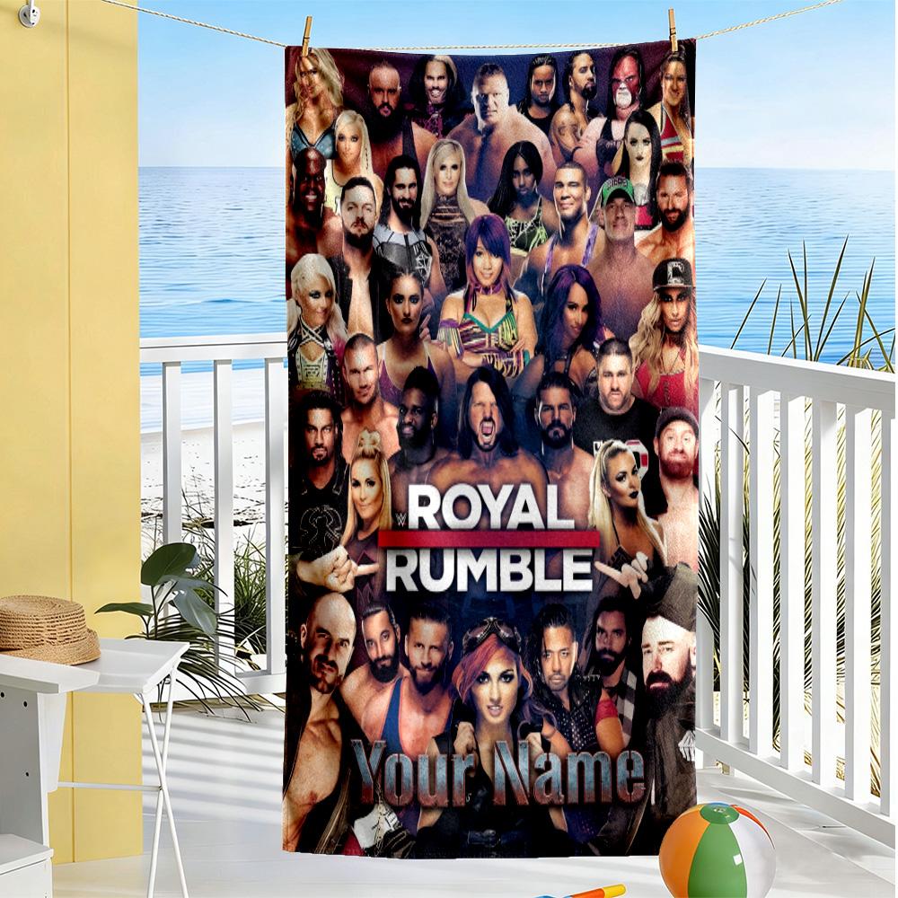 Royal Rumbl Customized Name Beach Towel Super Soft Microfiber Quickdry Fabric Portable for SwimmingBeachCamping Travel Beach AccessoriesGym