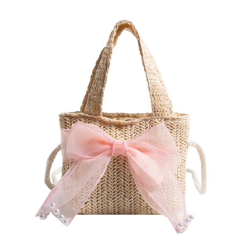 Woven Beach Strawberry Bag Bow Shaped Crossbody Bag Suitable For  Outdoor Travel