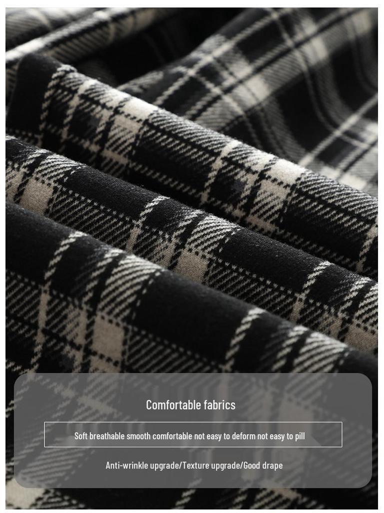 Women's High-Waisted Plaid Wide-Leg Pants - Spring Slimming Casual Drape Style