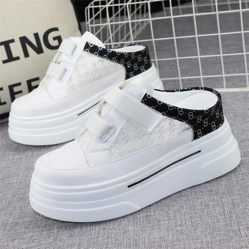 

модне жіноче взуття на товстій підошві на товстій підошві 8 см Літо 2024 Новий стиль без каблука Повсякденне взуття з внутрішнім підняттям Жіноче вулканізоване взуття 39