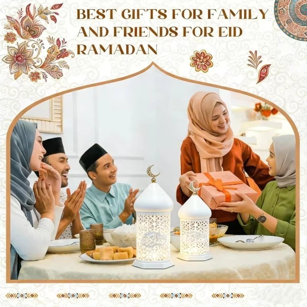 Hollow Pattern Moroccan Night Light Soft LED Light Masjid Lantern Moon LED Lamp  Eid Mubarak