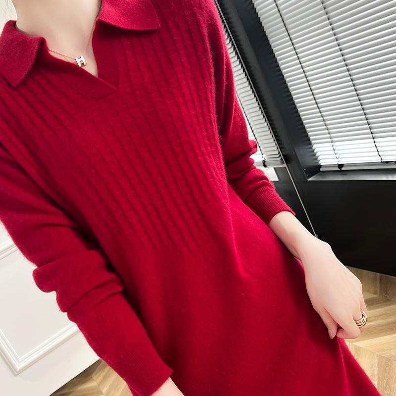 Women's Cashmere Dress Qinghe Cashmere 30% Cashmere 70% Wool Autumn and Winter Cashmere Skirt Soft and Warm