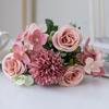 Artificial Flowers Retro Silk Rose Bouquet Hydrangea Peony Vintage Bride Holding Fake Plants Home Wedding Decoration Accessories