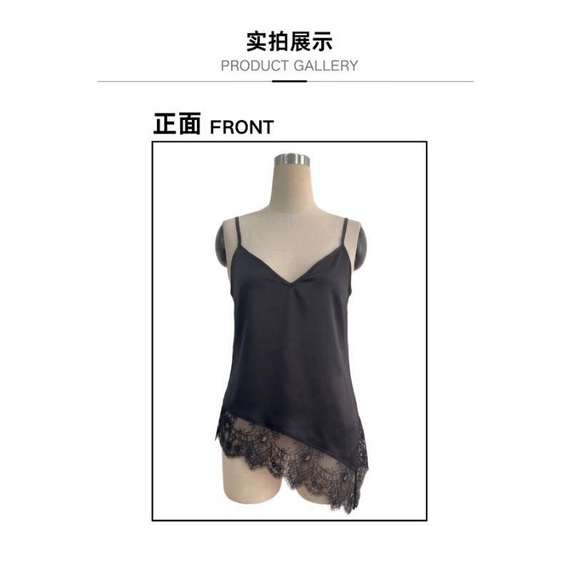 V Neck Irregular Lace Spliced Loose Camisole Tank Top