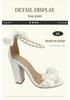 Women's Open Toe High Heel Sandals with Ribbon Pearl Chain - Plus Size Evening Summer Shoes