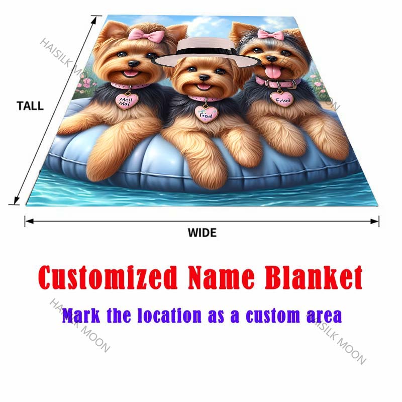 Cute 3 Yorkshire Terriers Blanket Warm Soft Fluffy Kids Adult Luxury Gifts for Sofa Bed Home Outdoor Travel Camping Blanket