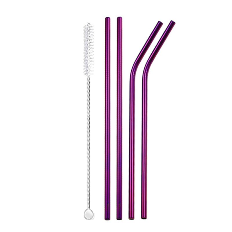 

3 шт. разноцветных многоразовых металлических соломинок с чистящей щеточкой из нержавеющей стали 304 для питья смузи, молочных коктейлей
