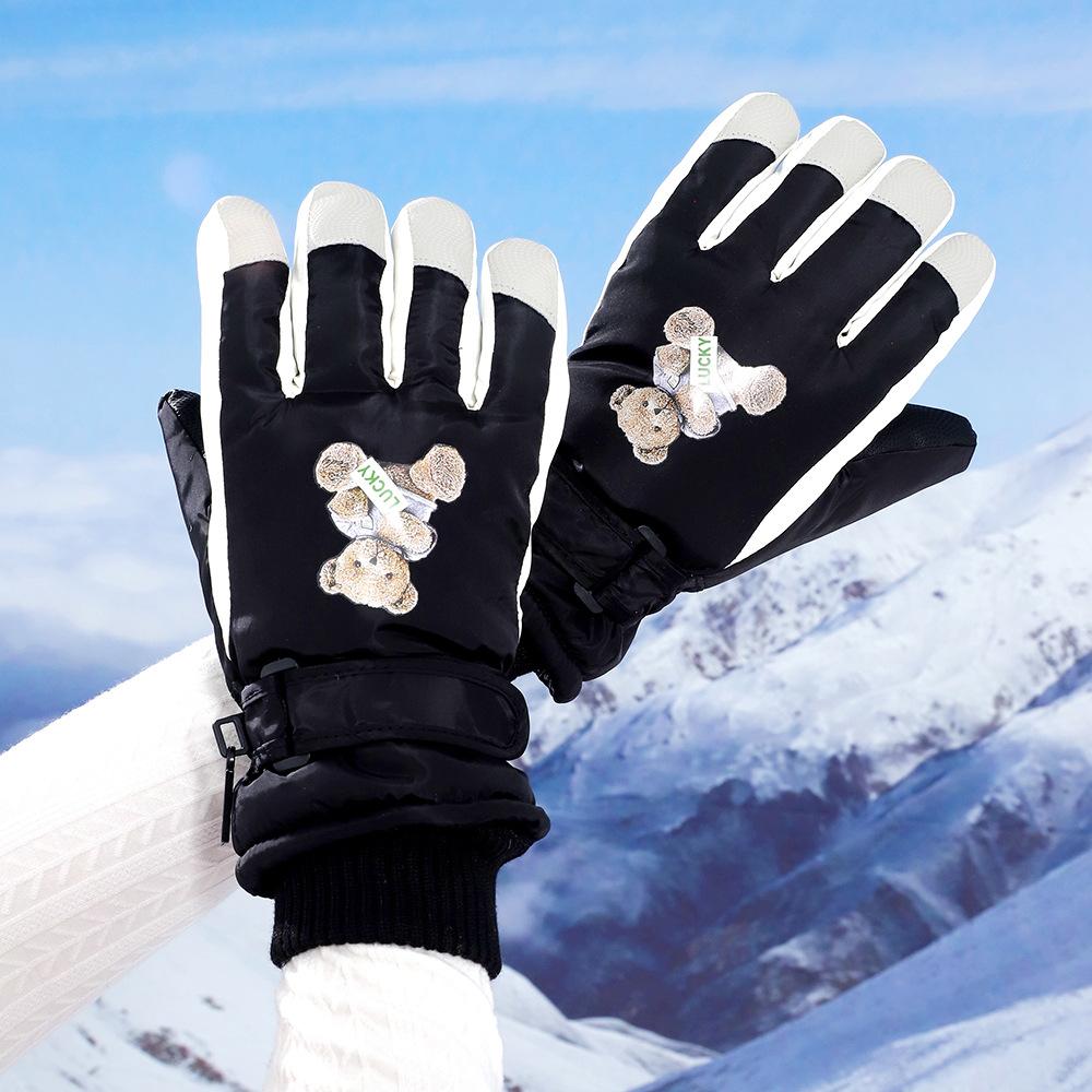 Ji Cute Children's Fun Bear Waterproof Warm Gloves Women's Outdoor Cold-proof Sleeves Men's