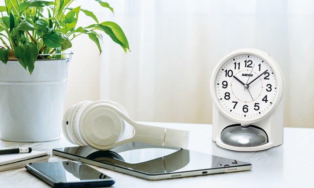 Seiko Clock Alarm Clock Table Clock Analog Loud White PYXIS RAIDEN NR454W 149×116×113mm