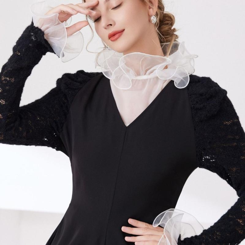 Ruffle Lace Faux Collar Detachable Neckpiece Decorative Collar Insert Half Shirt Accessory For Women Outfit Enhancer