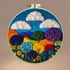 CHENISTORY Wool Felt Painting Diy Creative Making Wool Felt Kit With Embroidery Colorful Scenery Needle Wool Painting Complete K