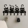 Stylish Nordic Black Cat Wall Hook Black Iron Cartoon Cat Coat Hook 7 Hooks Wall Hanging Clothes Storage Rack Hallway