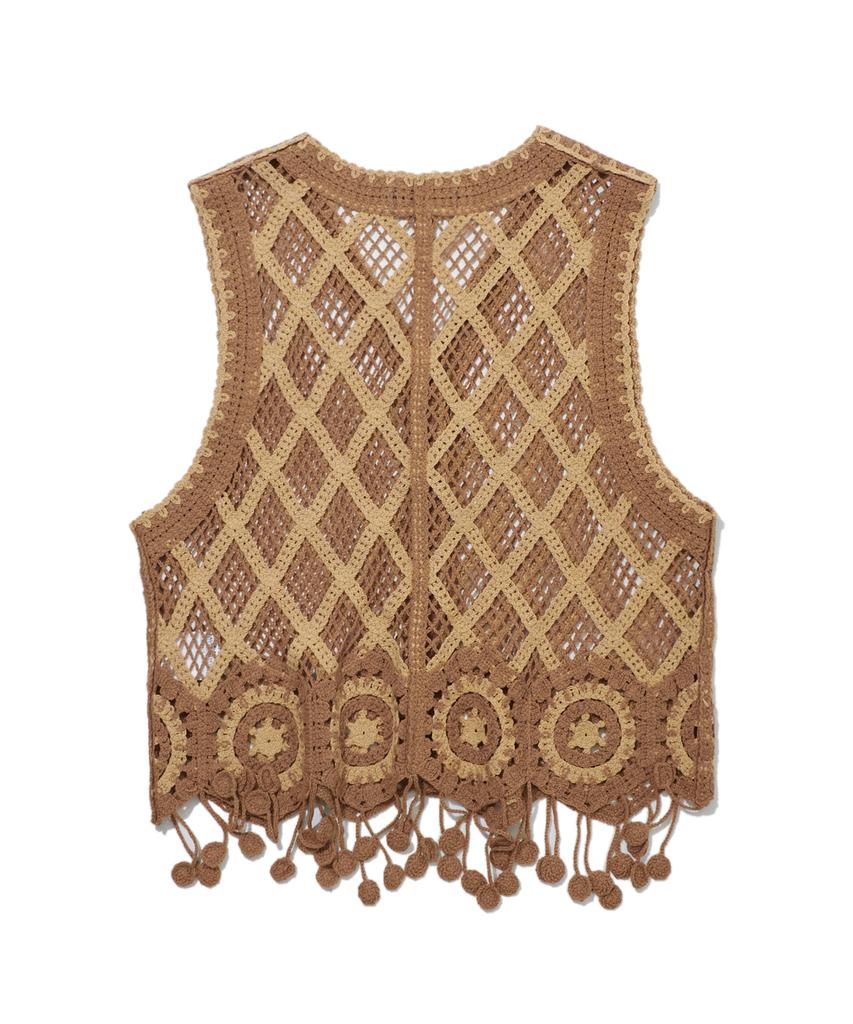 PENFIELD Western Color Block Point Knit Vest Cardigan Brown_Fs2Ne67F