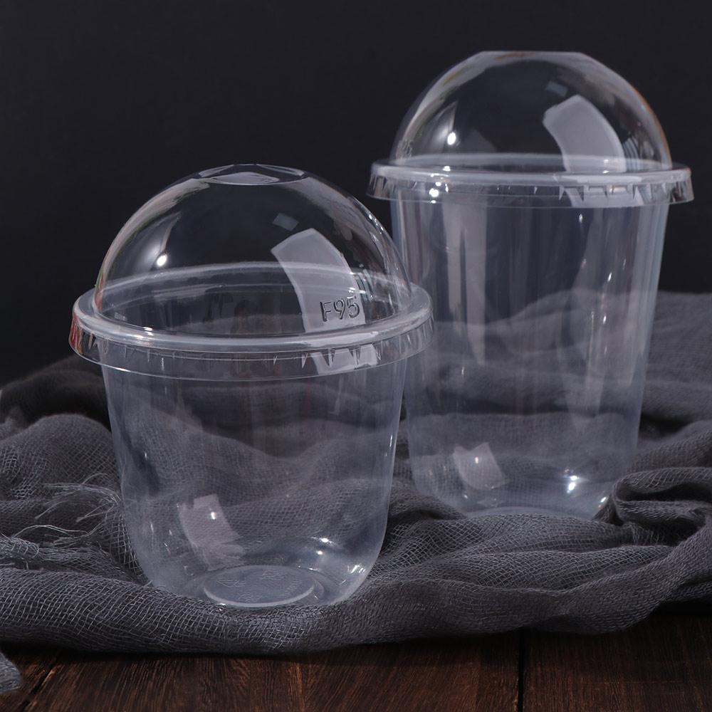 50pcs Transparent Disposable Cake Cup U Shaped Dessert Cup Drinkware Ice Cream Cup  Pudding
