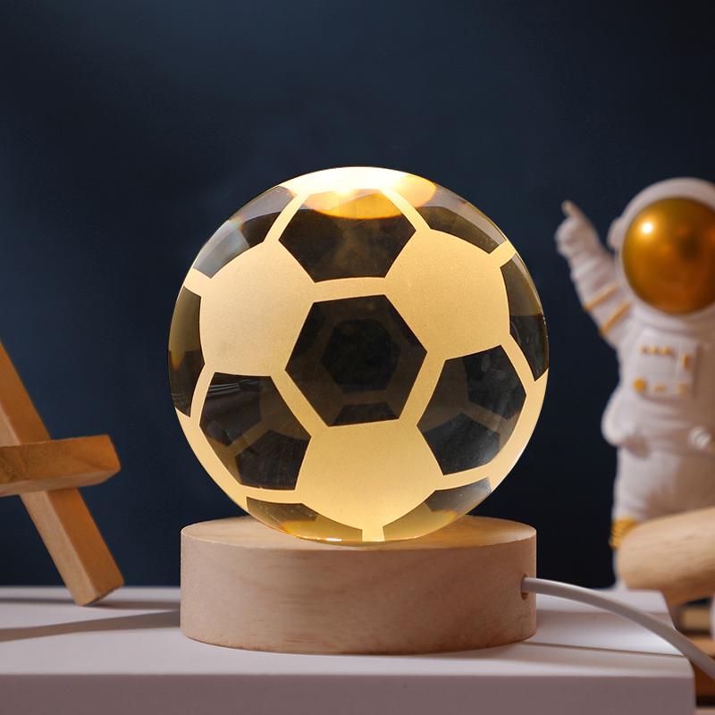 Crystal Ball Night Light - Football & Basketball Theme Desktop Ornament, Perfect Birthday Gift for Boyfriend