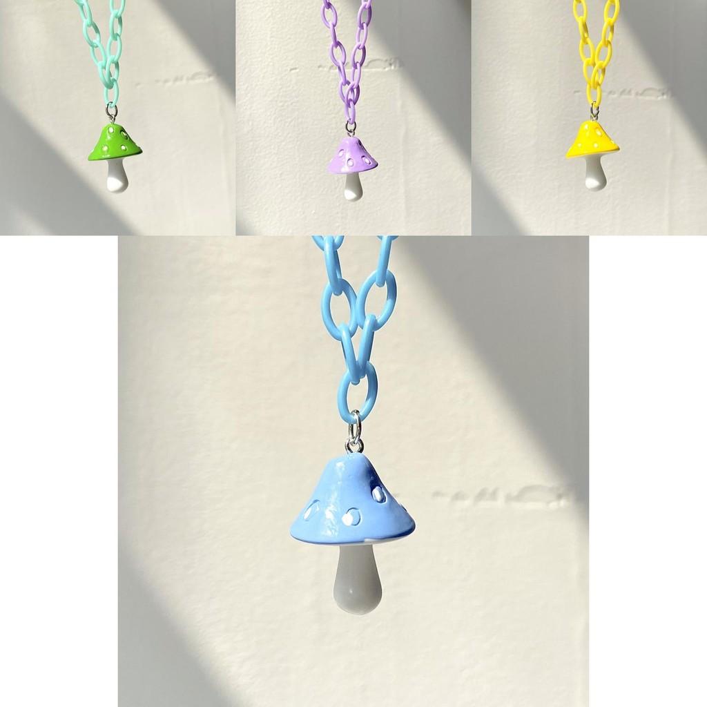 Colorful Resin Mushroom Necklace For Women Stunning Geometric Style Fashion Jewelry